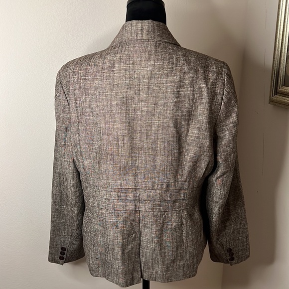 ET VOUS Linen blend brown buttoned front blazer women’s jacket Sz 18 - Picture 4 of 7